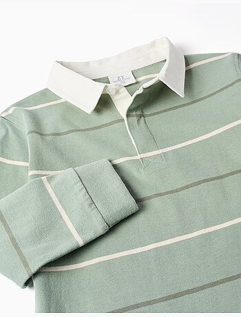 Polo de manga larga de algodón a rayas B&S