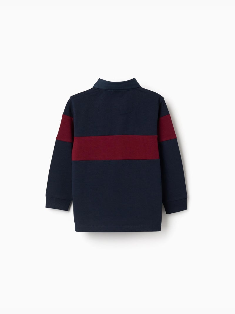 Polo de manga larga de algodón con estampado Rojo oscuro - Kiabi