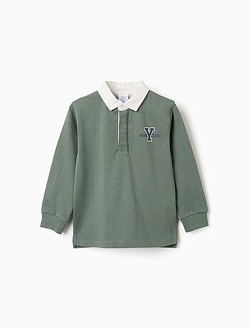 Polo de manga larga de algodón con estampado