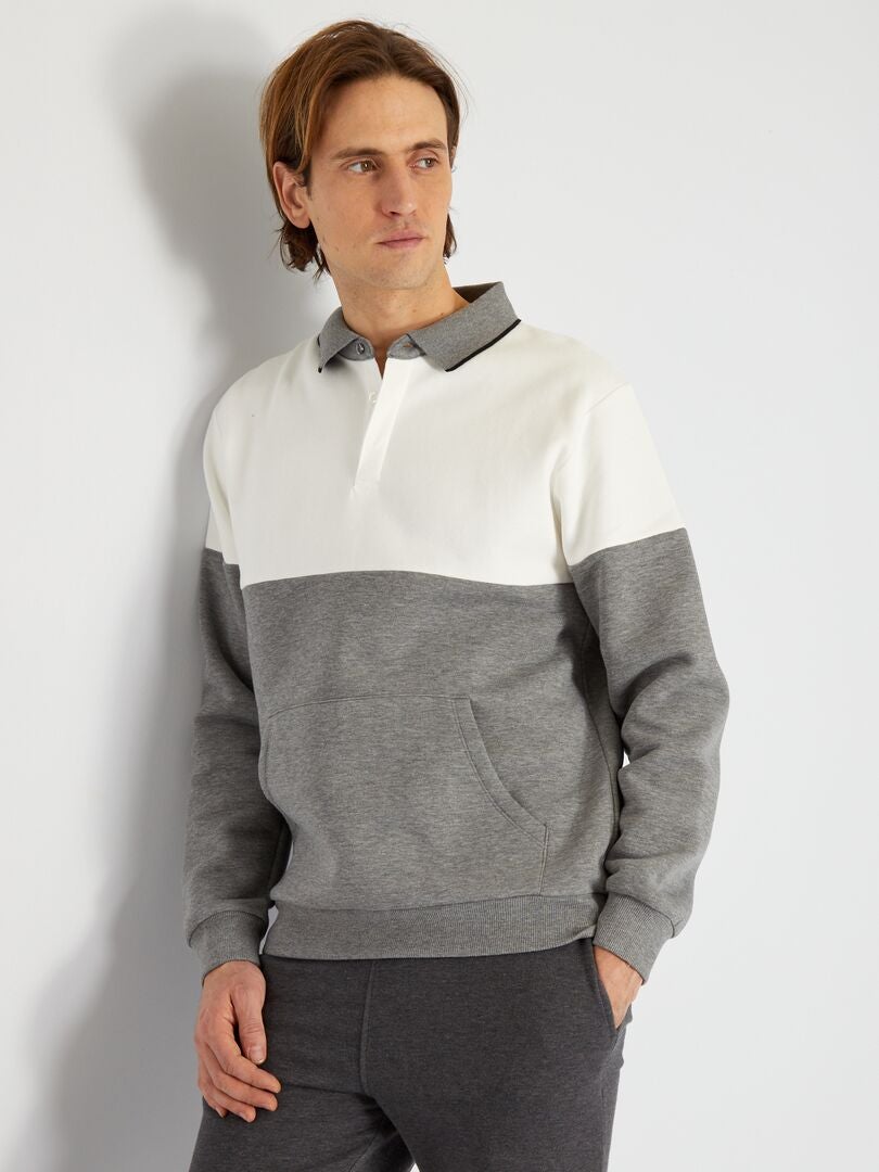 polo gris manga larga