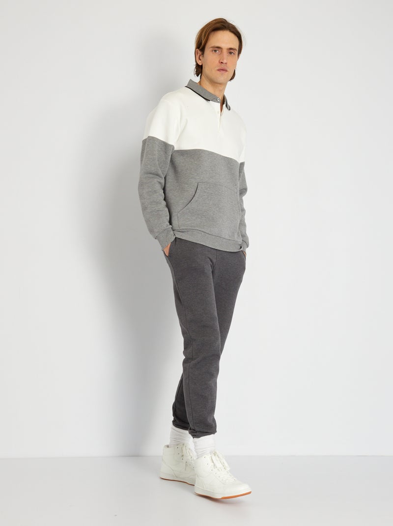 Polo de manga larga de felpa GRIS - Kiabi