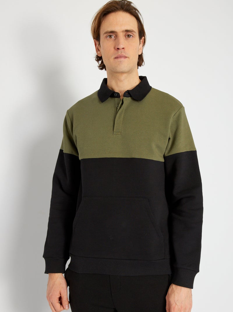 Polo de manga larga de felpa NEGRO - Kiabi