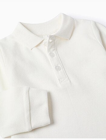 Polo de manga larga de piqué de algodón