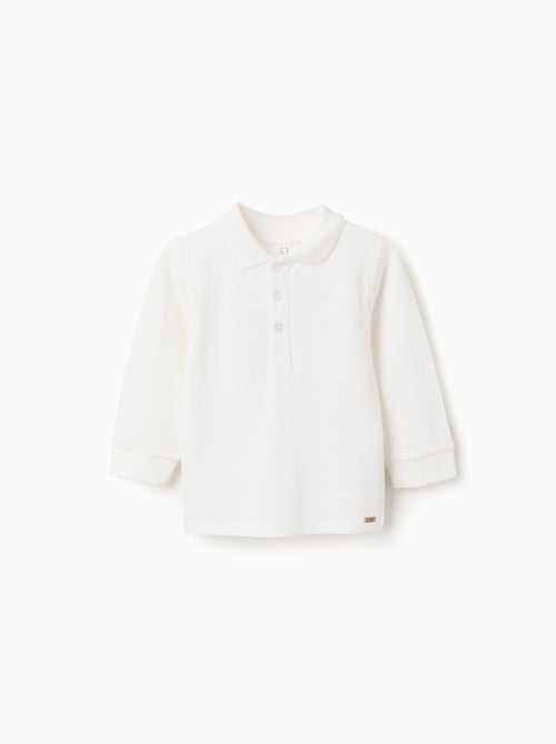 Polo de manga larga de piqué de algodón - Kiabi Polo de manga larga de piqué de algodón - Kiabi