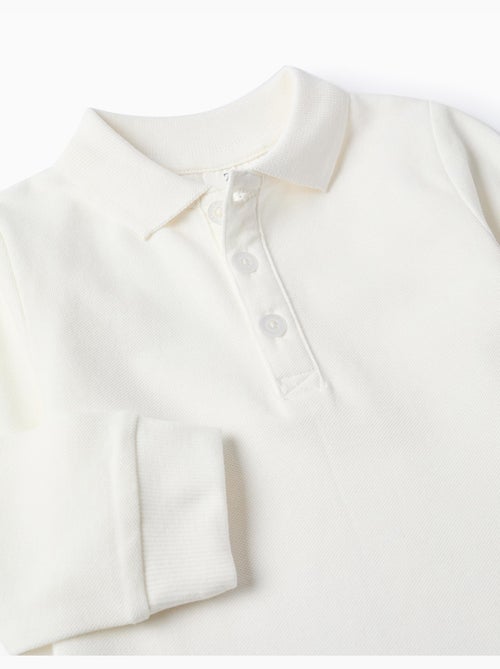 Polo de manga larga de piqué de algodón - Kiabi Polo de manga larga de piqué de algodón - Kiabi