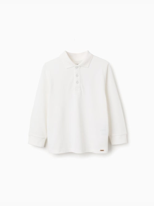 Polo de manga larga de piqué de algodón - Kiabi
