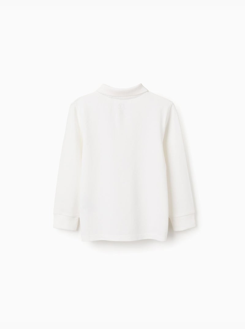 Polo de manga larga de piqué de algodón Blanco - Kiabi