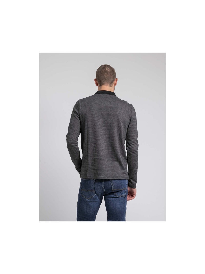Polo de manga larga de puro algodón PAGNY Negro - Kiabi
