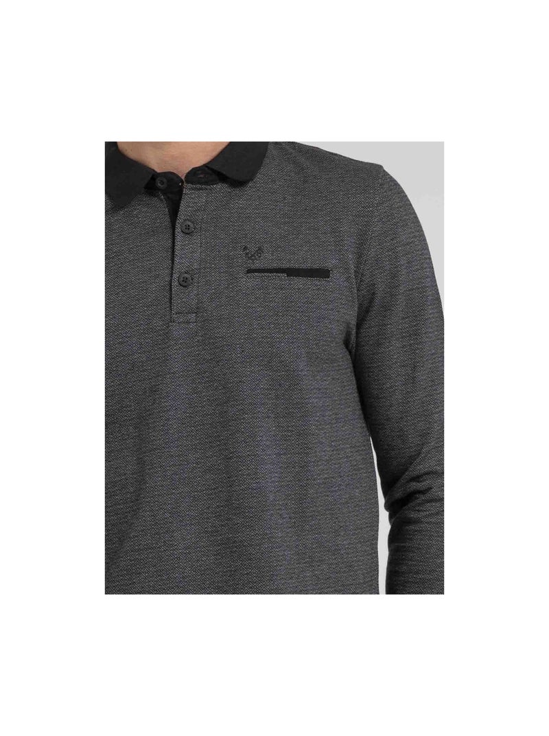 Polo de manga larga de puro algodón PAGNY Negro - Kiabi