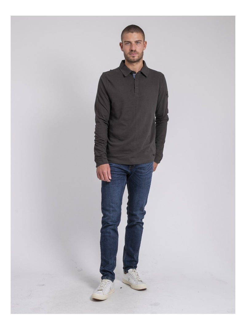 Polo de manga larga de puro algodón PILKA Gris - Kiabi