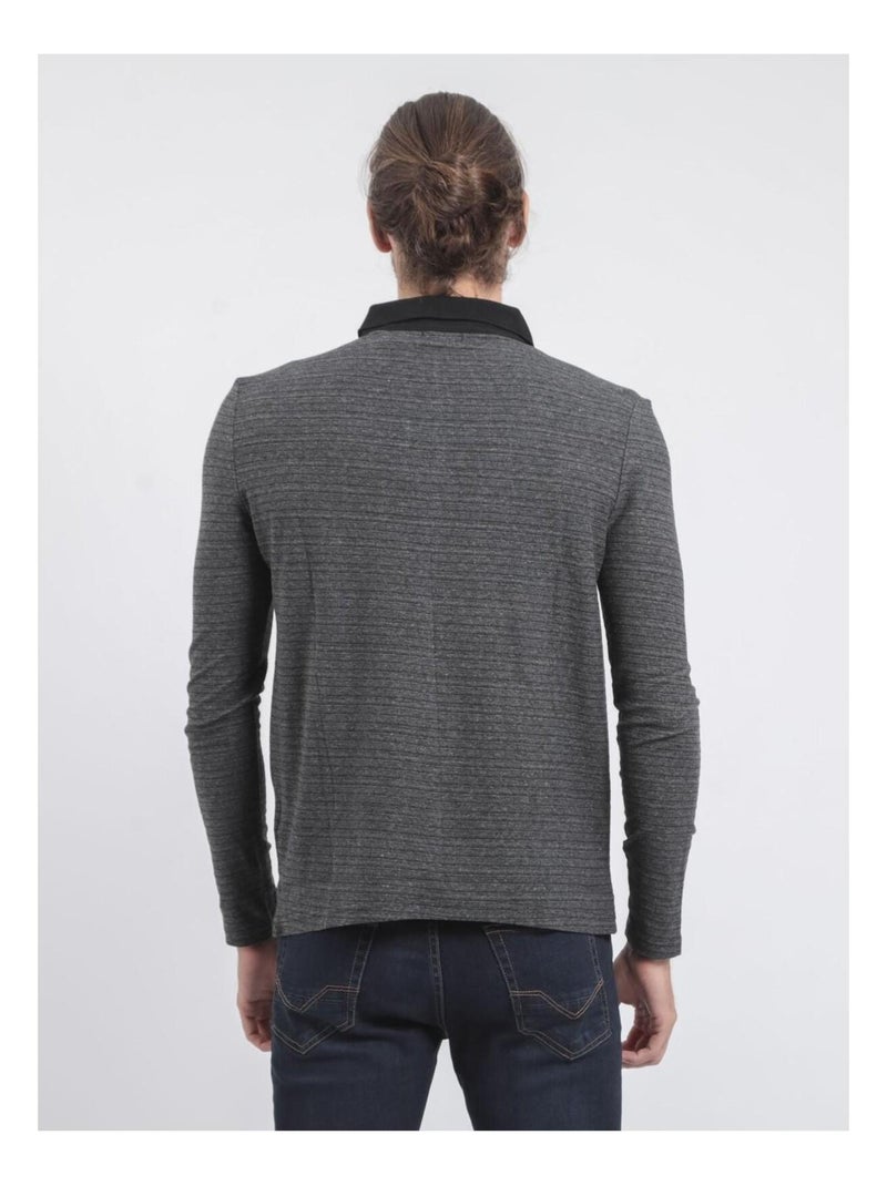 Polo de manga larga de puro algodón PINSAC Negro - Kiabi