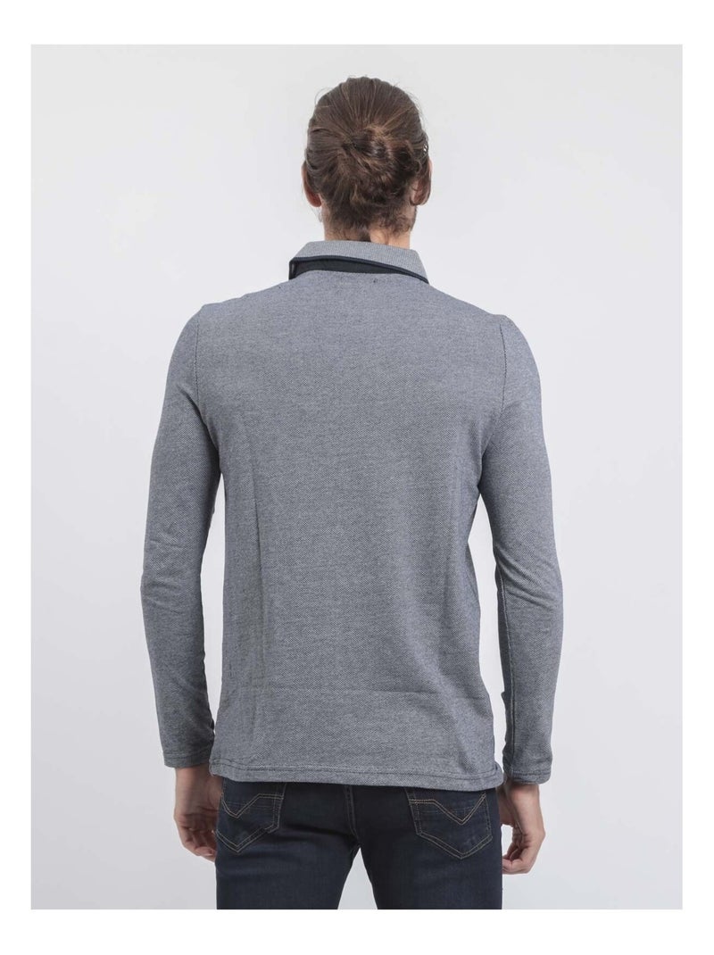 Polo de manga larga de puro algodón PIWANGA Azul marino - Kiabi