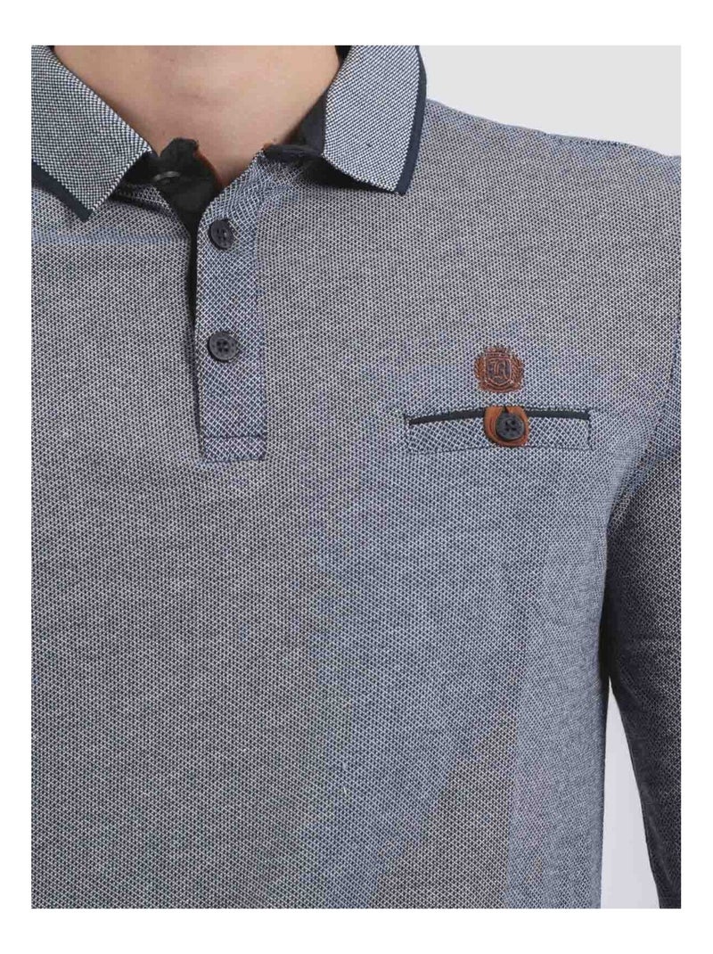 Polo de manga larga de puro algodón PIWANGA Azul marino - Kiabi