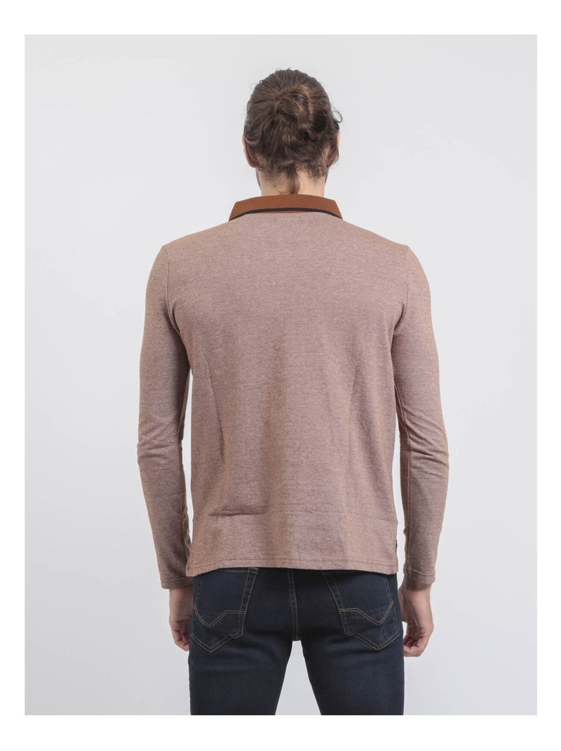 Polo de manga larga de puro algodón PIWANGA Marrón caramelo - Kiabi