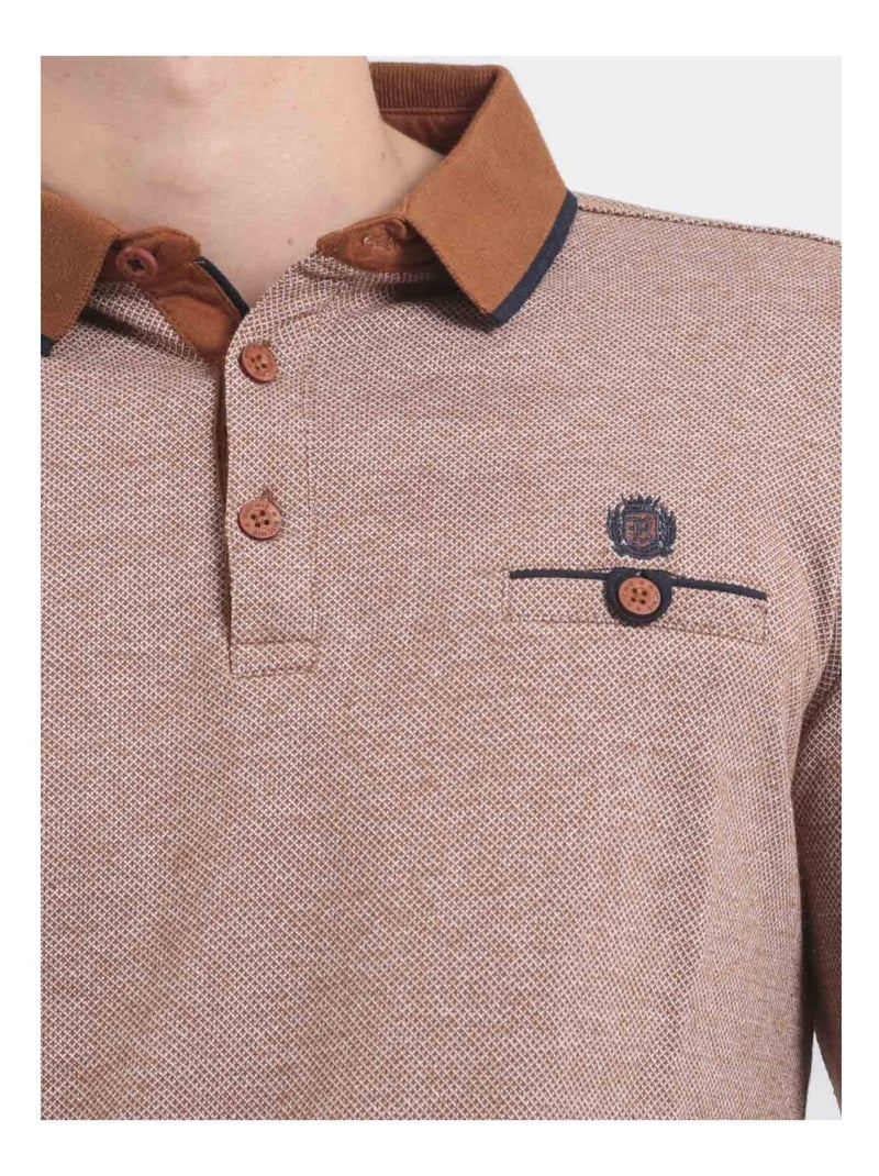 Polo de manga larga de puro algodón PIWANGA Marrón caramelo - Kiabi