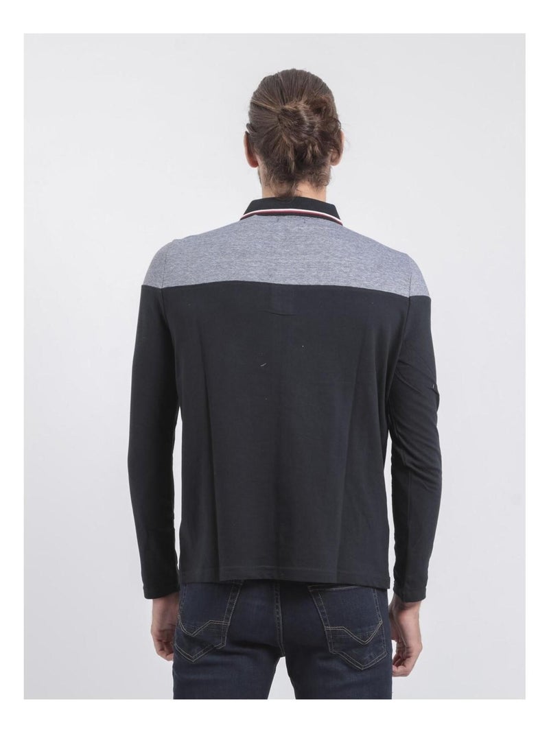 Polo de manga larga de puro algodón POGAME Azul marino - Kiabi