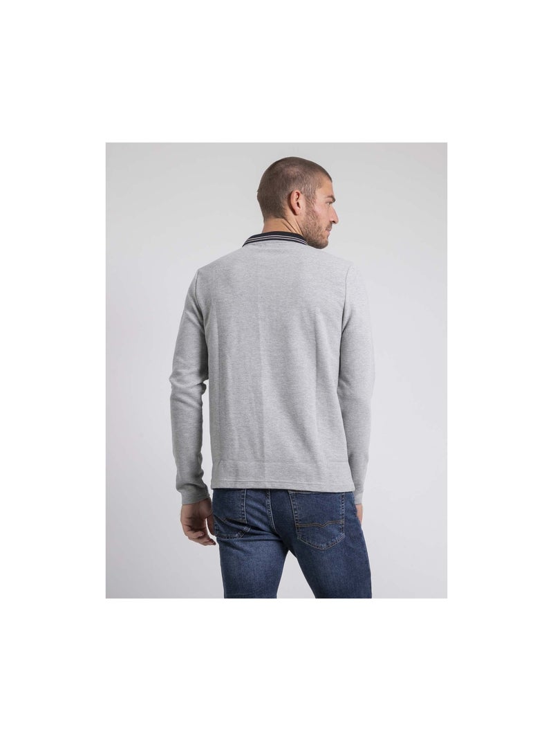Polo de manga larga de puro algodón POMEDUSE Gris - Kiabi