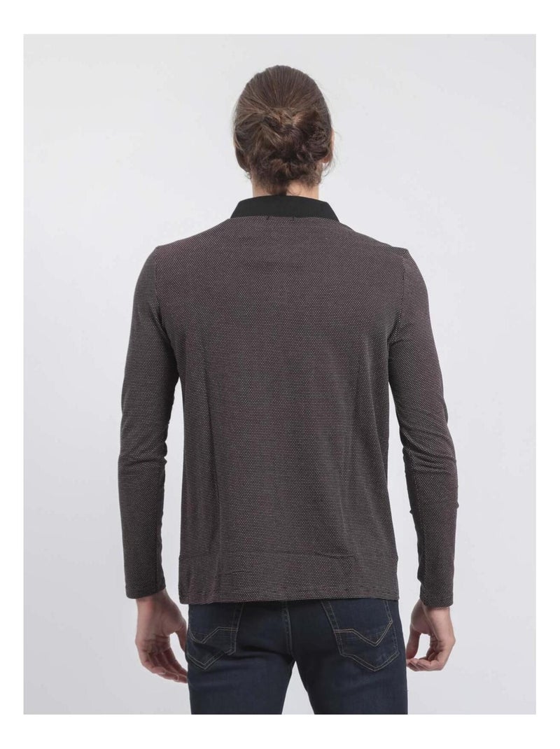 Polo de manga larga de puro algodón PRALONG Negro - Kiabi