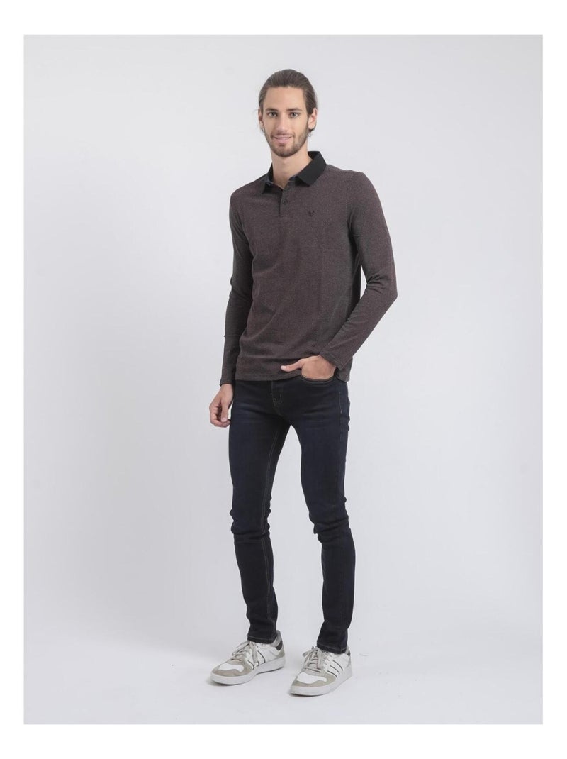 Polo de manga larga de puro algodón PRALONG Negro - Kiabi