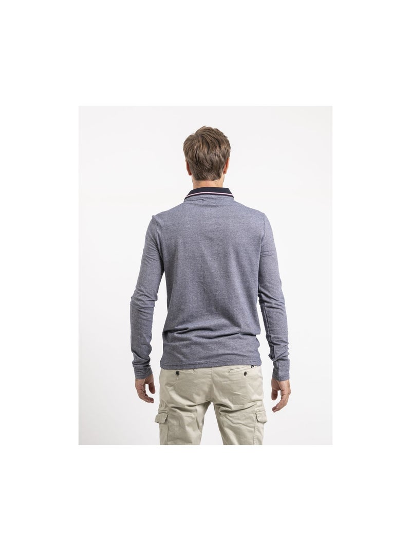 Polo de manga larga de puro algodón PYTHON Azul marino - Kiabi