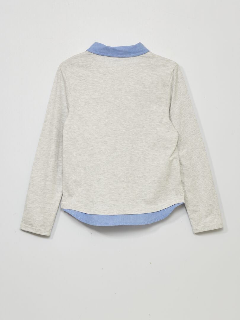 polo gris manga larga