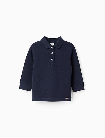 Polo de manga larga de piqué de algodón