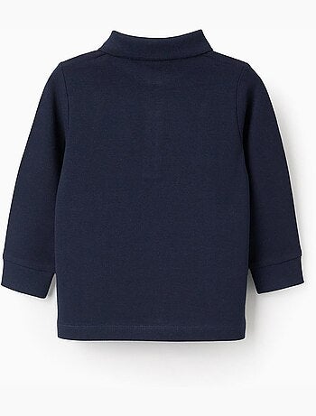 Polo de manga larga de piqué de algodón