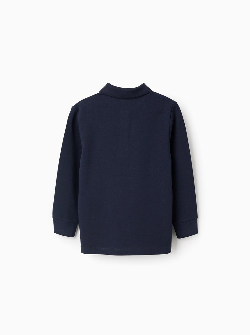 Polo de manga larga en algodón Azul oscuro - Kiabi