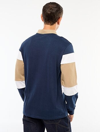 Polo de manga larga estilo rugby con diseño colorblock