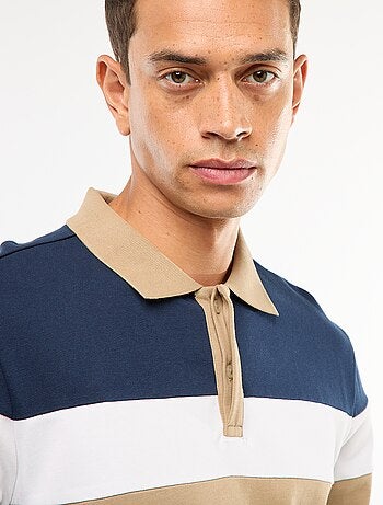 Polo de manga larga estilo rugby con diseño colorblock