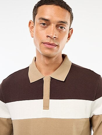 Polo de manga larga estilo rugby con diseño colorblock