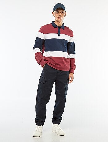 Polo de manga larga estilo rugby con diseño colorblock