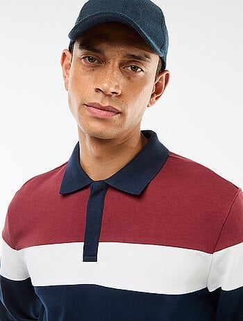 Polo de manga larga estilo rugby con diseño colorblock