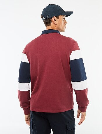 Polo de manga larga estilo rugby con diseño colorblock