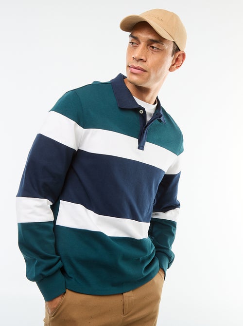 Polo de manga larga estilo rugby con diseño colorblock - Kiabi