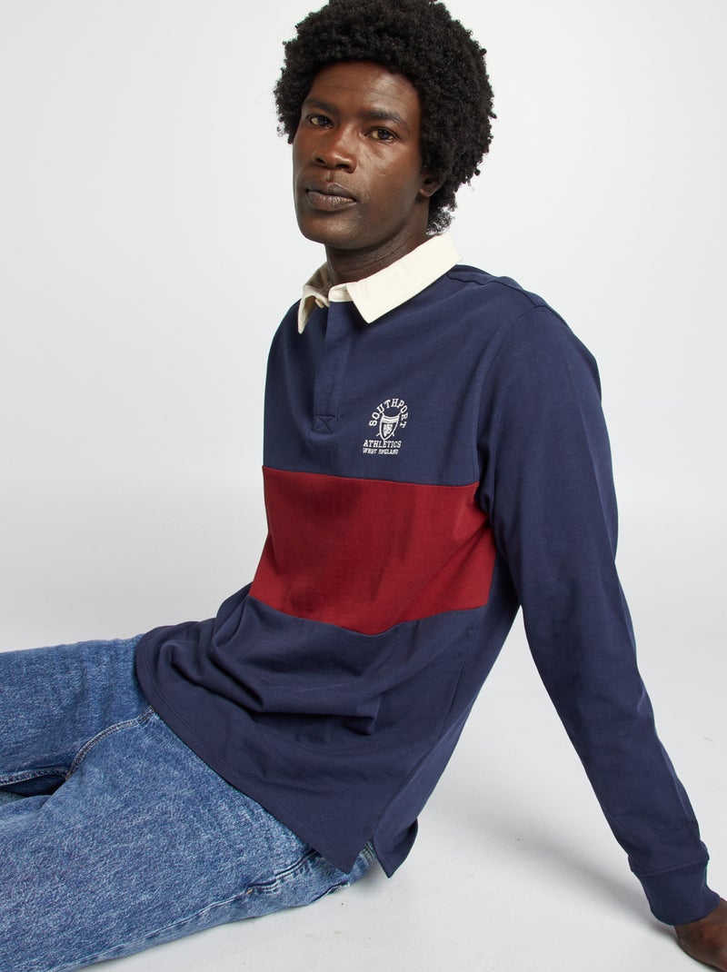 Polo de manga larga estilo rugby ROJO - Kiabi