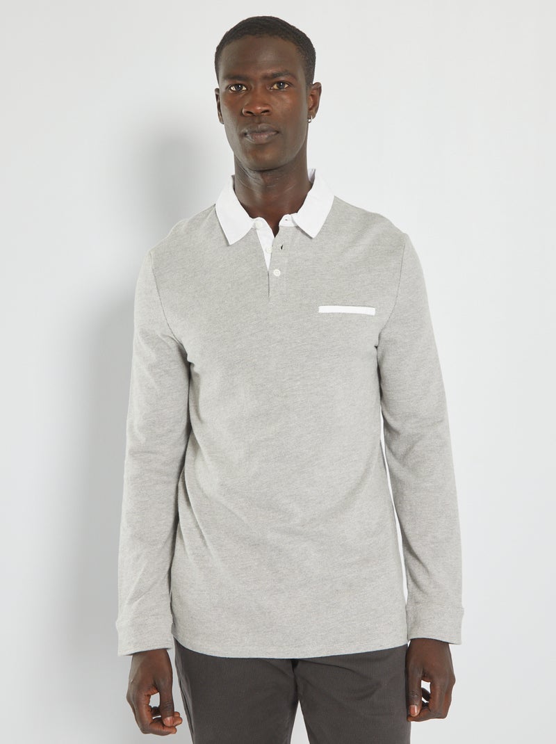 Polo de manga larga GRIS - Kiabi