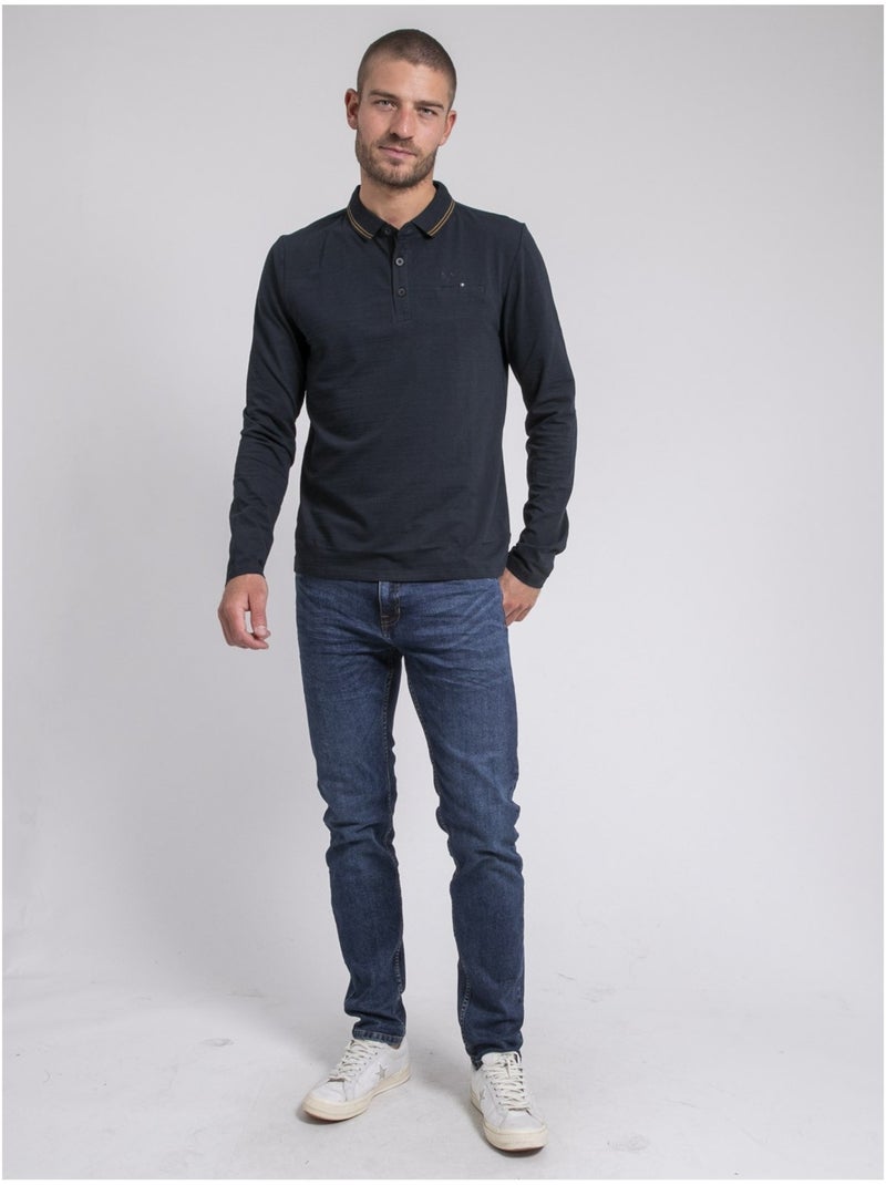 Polo de manga larga POMAFIX Azul marino - Kiabi