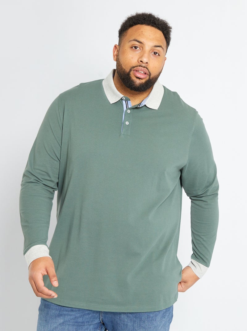 Polo de manga larga VERDE - Kiabi