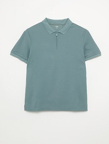 Polo de nido de abeja con cuello de cremallera