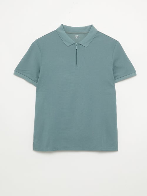 Polo de nido de abeja con cuello de cremallera - Kiabi Polo de nido de abeja con cuello de cremallera - Kiabi