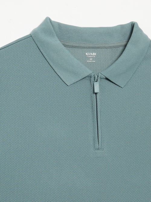 Polo de nido de abeja con cuello de cremallera - Kiabi Polo de nido de abeja con cuello de cremallera - Kiabi