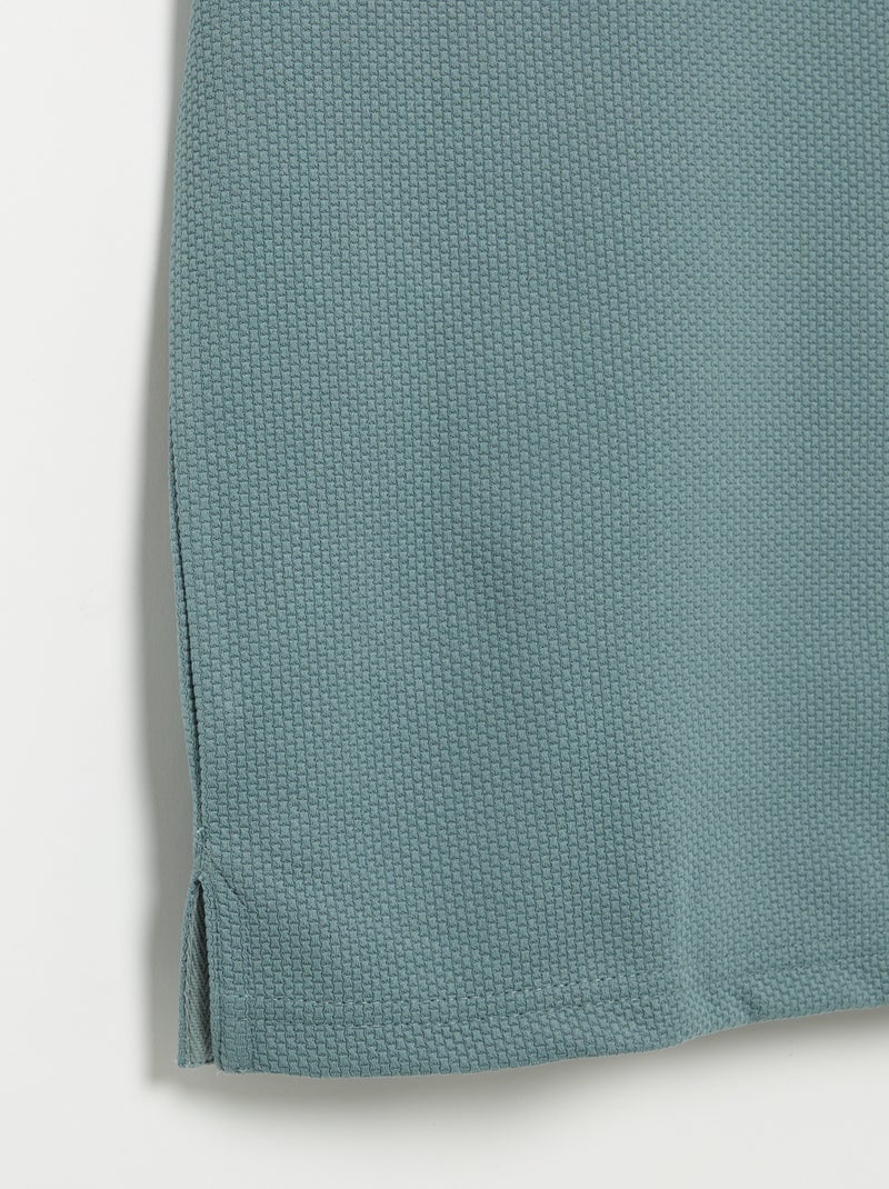 Polo de nido de abeja con cuello de cremallera Azul - Kiabi