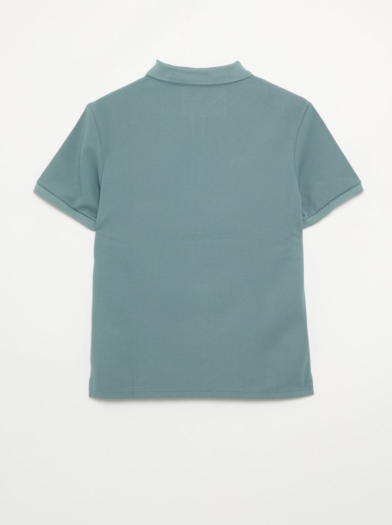 Polo de nido de abeja con cuello de cremallera Azul - Kiabi