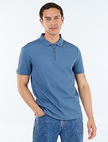 Polo de nido de abeja con cuello de cremallera