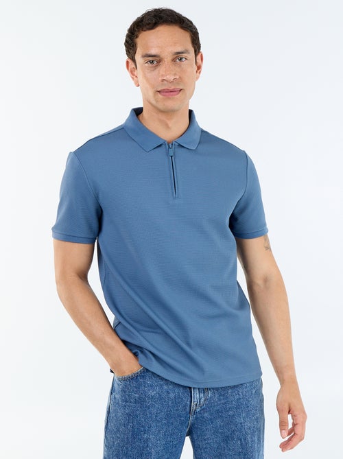 Polo de nido de abeja con cuello de cremallera - Kiabi