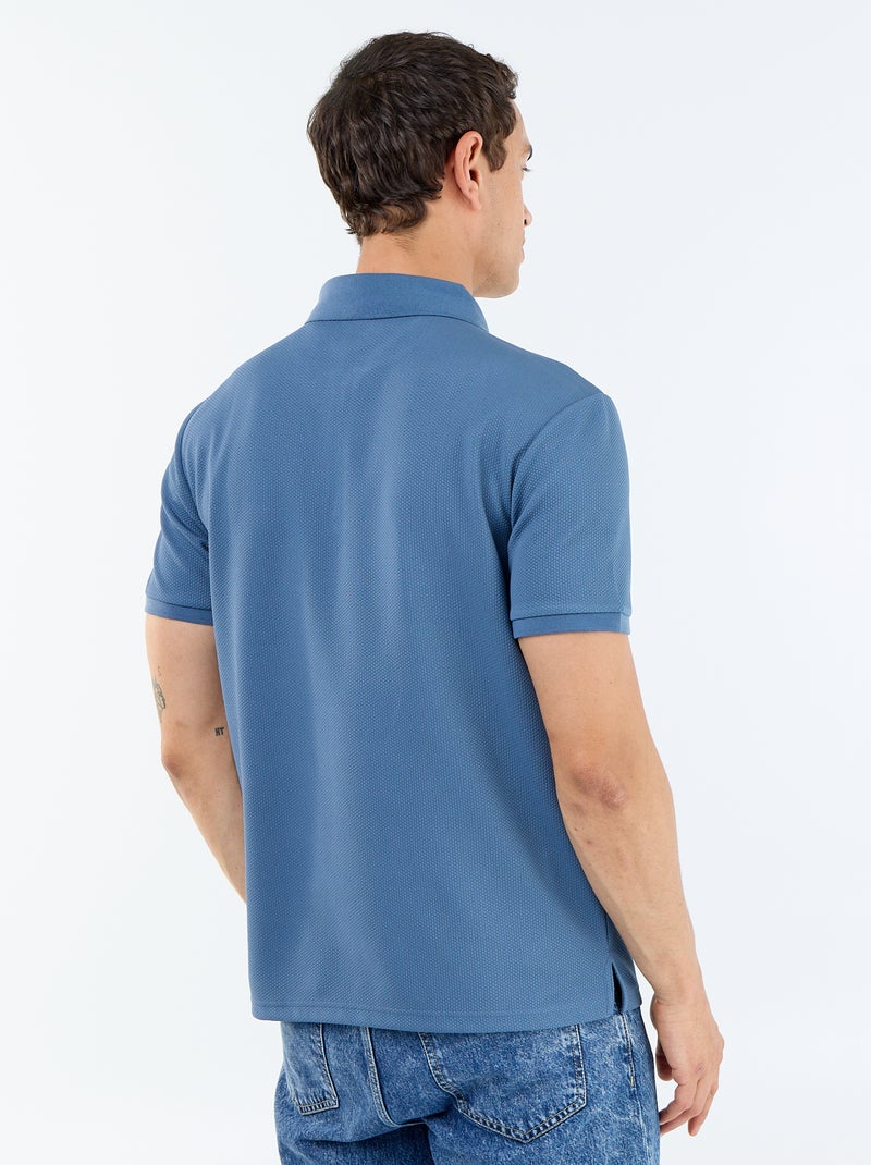 Polo de nido de abeja con cuello de cremallera Azul - Kiabi