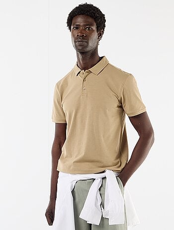 Polo de nido de abeja con cuello de cremallera
