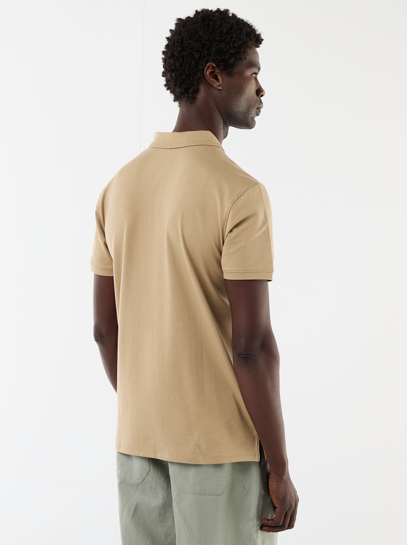 Polo de nido de abeja con cuello de cremallera Beige - Kiabi