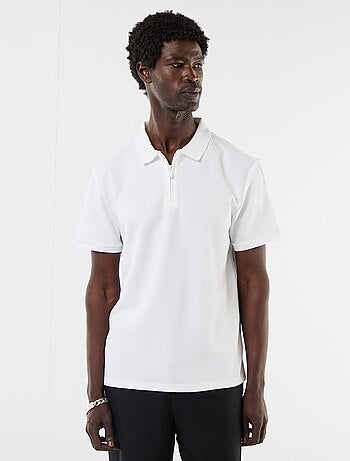 Polo de nido de abeja con cuello de cremallera